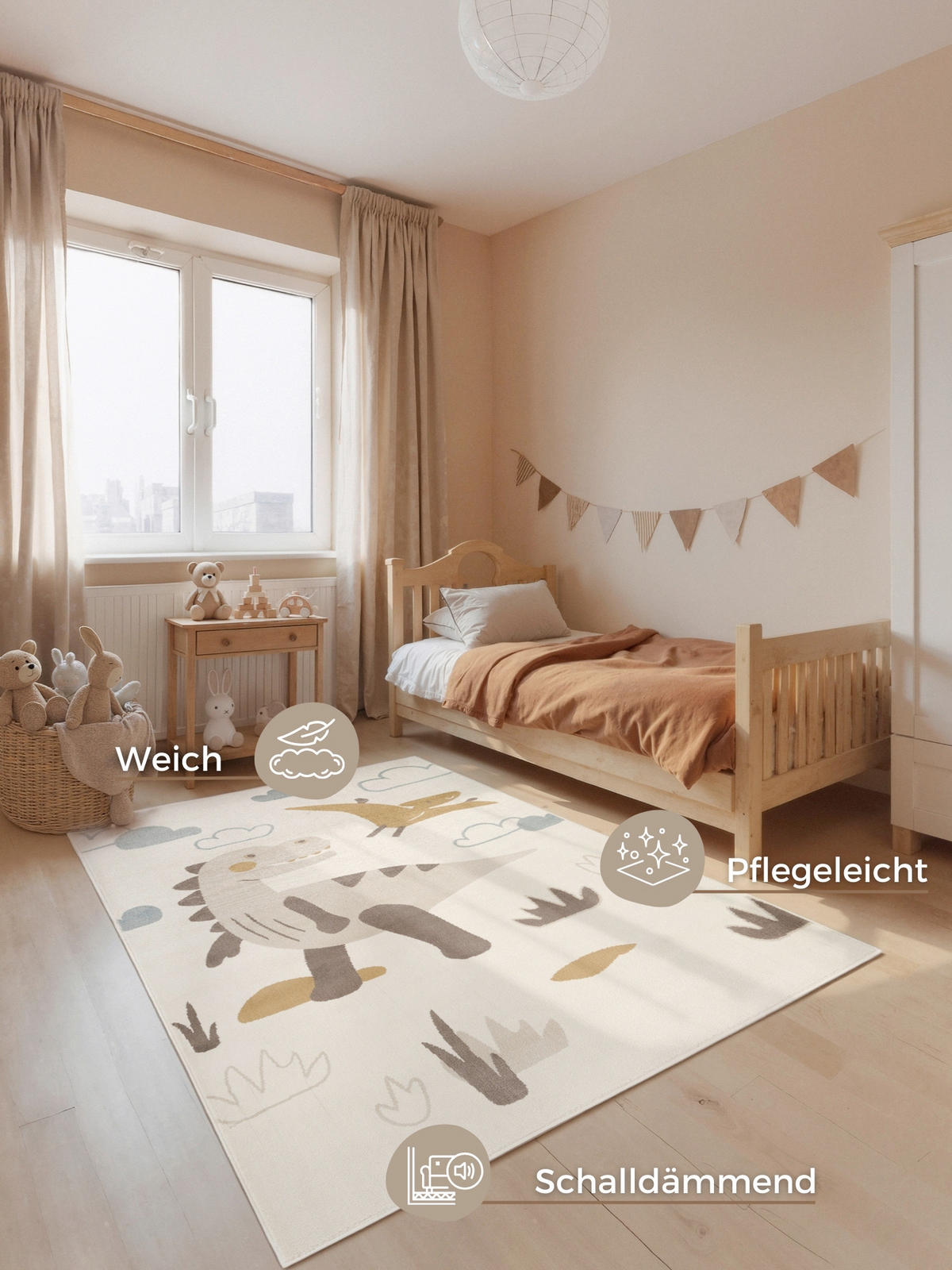 KINDERTEPPICH 160/235 cm Adventures Dinosaurier  - Multicolor/Creme, Design, Kunststoff/Textil (160/235cm) - Hanse Home