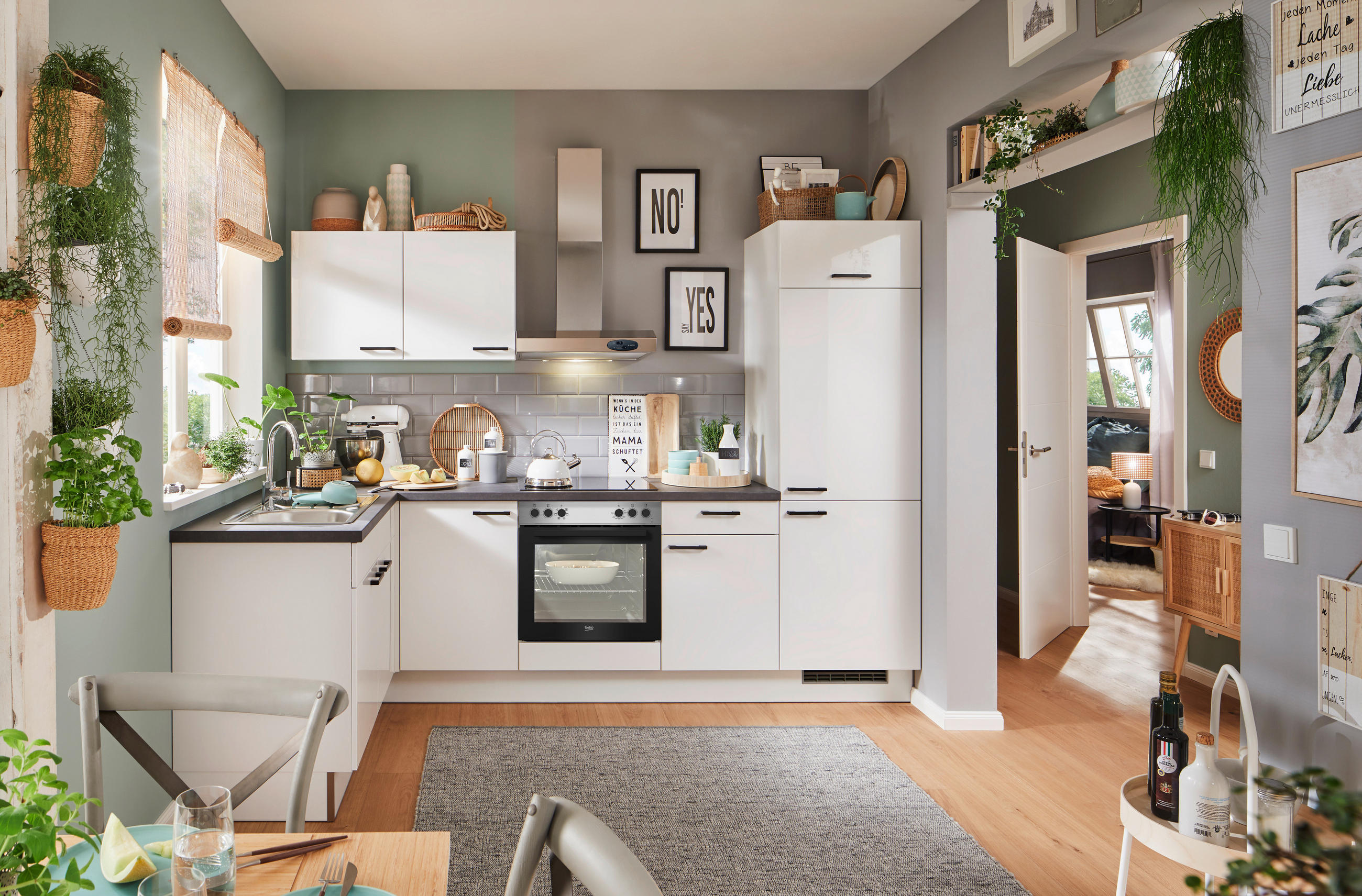 Thumbnail - Pino Eckküche PN 215, Graphit, Weiß Hochglanz, Metall, 1 Schublade(n) Schubladen, nur wie online abgebildet bestellbar, ...