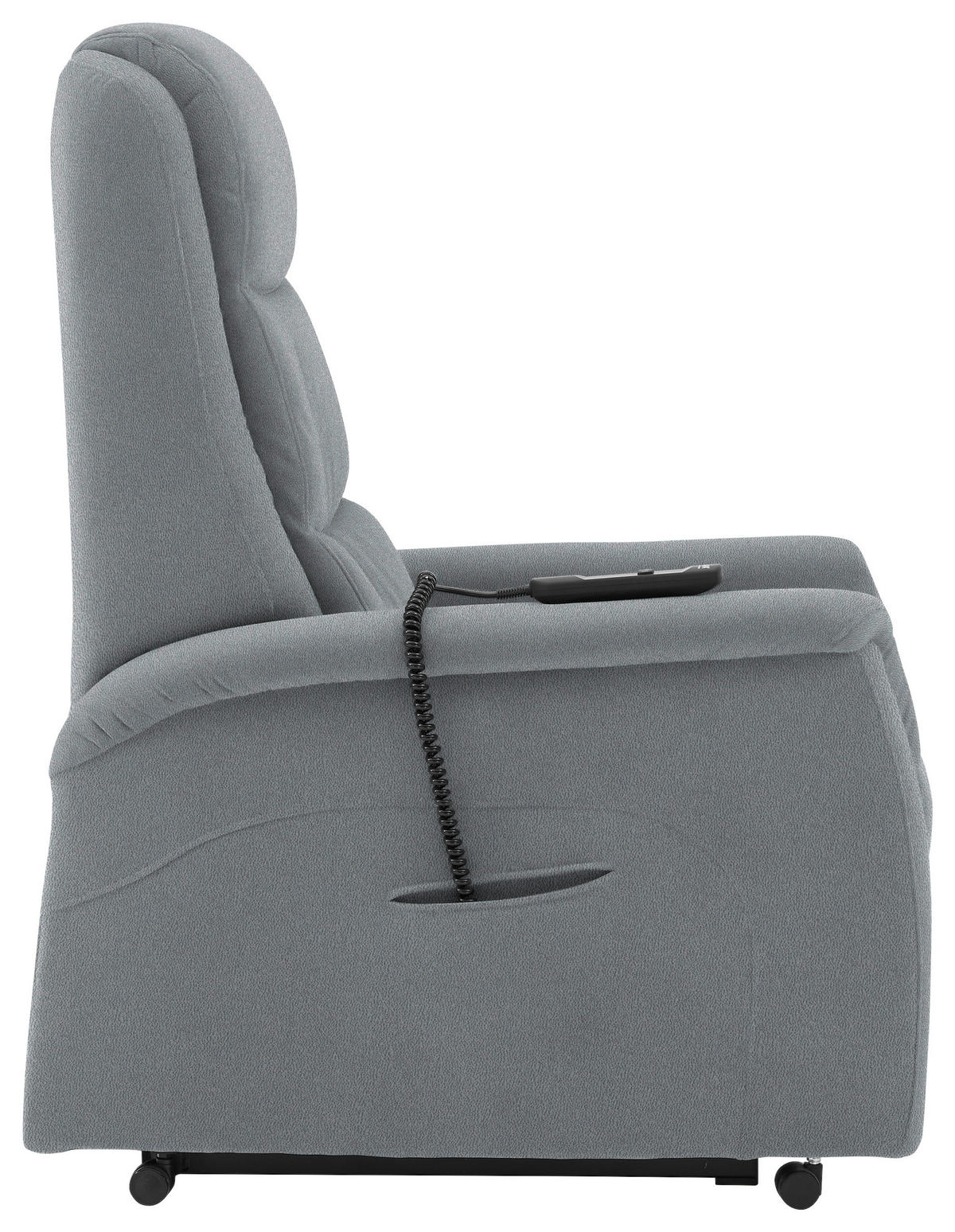 FERNSEHSESSEL Valdera  mit Relaxfunktion, Aufstehhilfe, Rücken echt Mikrofaser Hellgrau  - Hellgrau/Schwarz, KONVENTIONELL, Kunststoff/Textil (70/107/88cm) - Livetastic