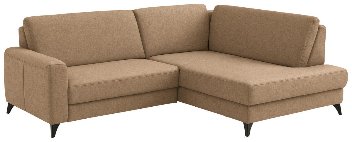 ECKSOFA  Chenille Altrosa  - Schwarz/Altrosa, Design, Textil/Metall (239/182cm) - Beldomo Comfort