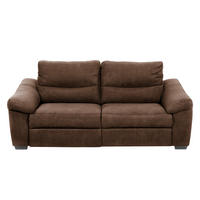 2,5-SITZER Flachgewebe Mokka  - Schwarz/Mokka, Design, Holz/Textil (214/97/97cm) - Livetastic