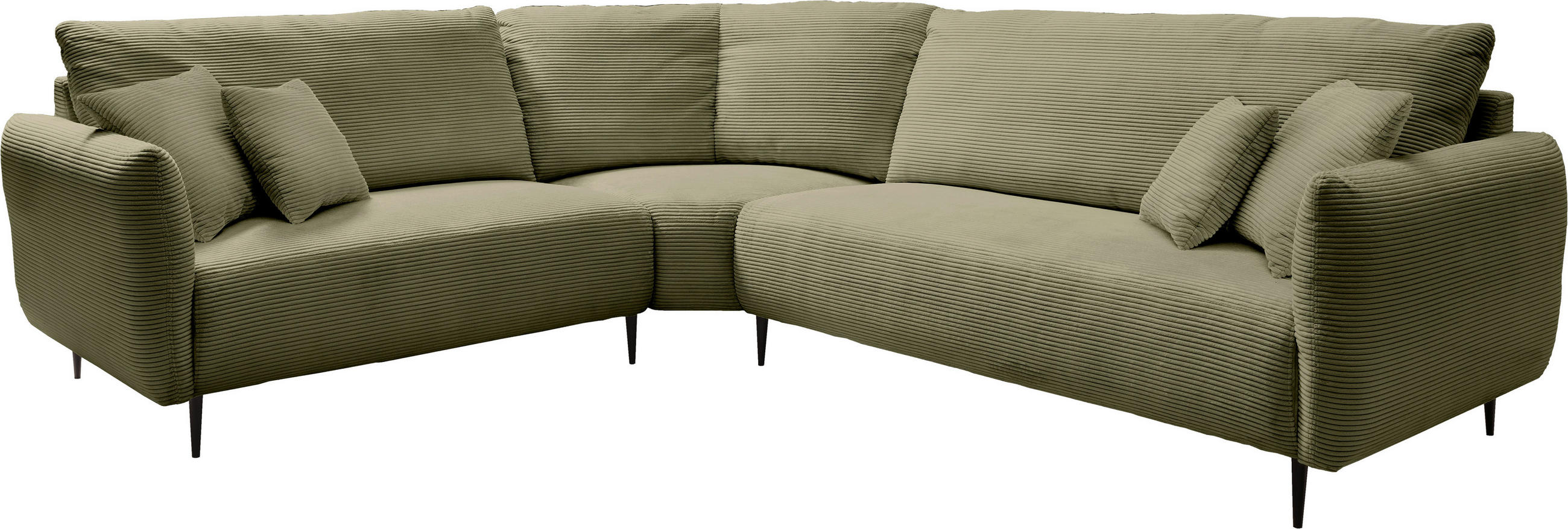 ECKSOFA in Cord Olivgrün  - Schwarz/Olivgrün, Design, Textil/Metall (256/294cm) - Livetastic