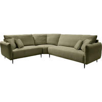 ECKSOFA in Cord Olivgrün  - Schwarz/Olivgrün, Design, Textil/Metall (256/294cm) - Livetastic