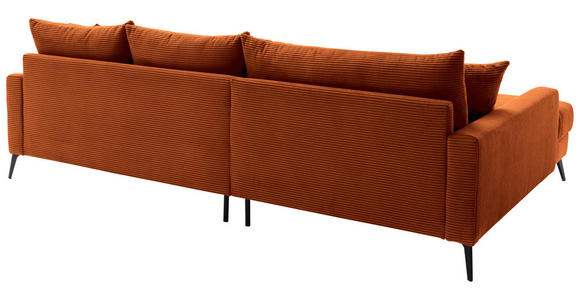 ECKSOFA  in Cord Dunkelorange  173/280 cm  - Dunkelorange/Schwarz, KONVENTIONELL, Textil/Metall (173/280cm) - Hom`in