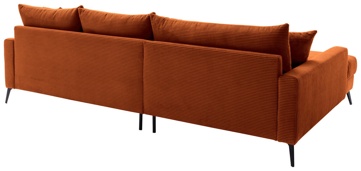 ECKSOFA Dunkelorange Cord  - Dunkelorange/Schwarz, KONVENTIONELL, Textil/Metall (173/280cm) - Hom`in