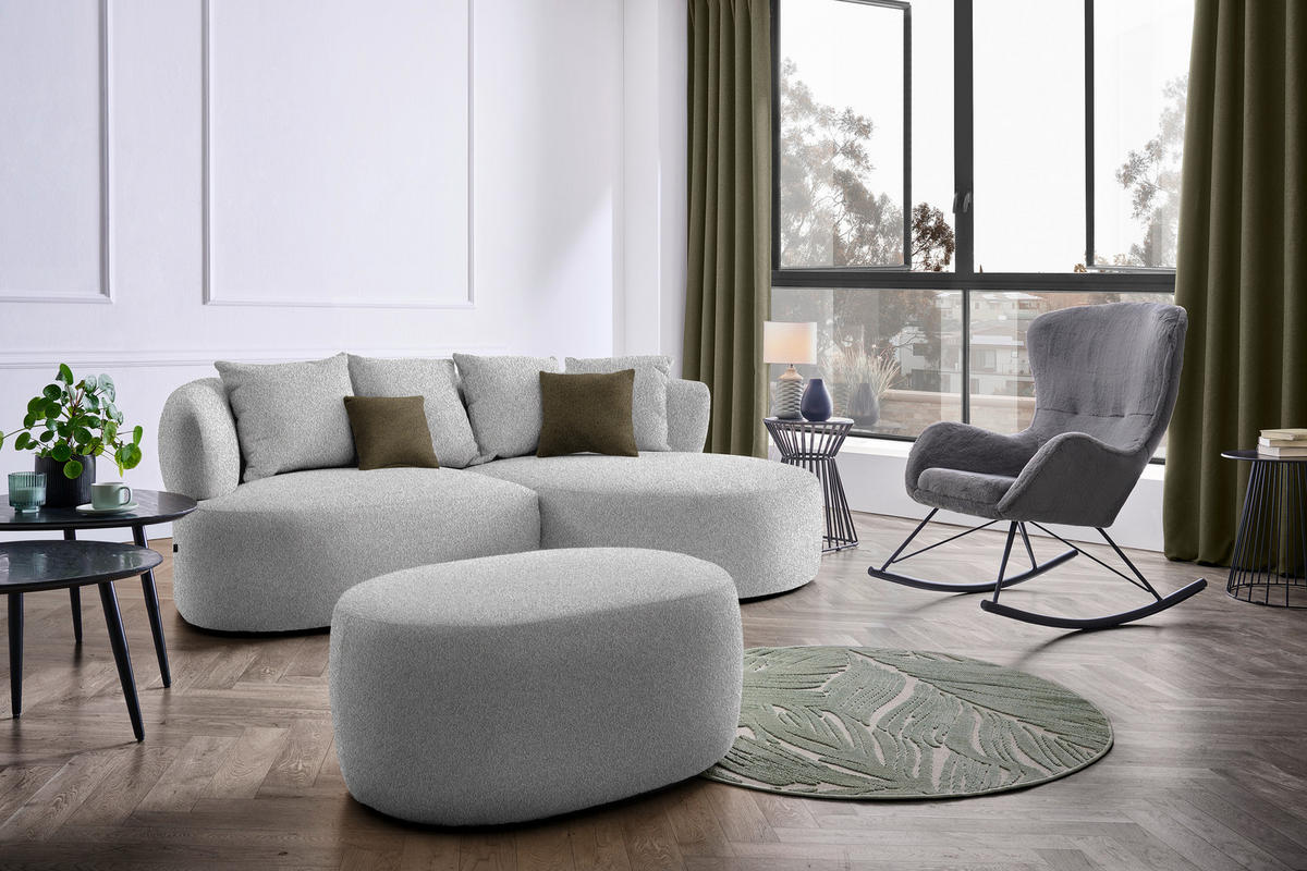 ECKSOFA in Bouclé Taupe  235/166 cm  - Taupe/Schwarz, MODERN, Kunststoff/Textil (235/166cm) - Hom`in