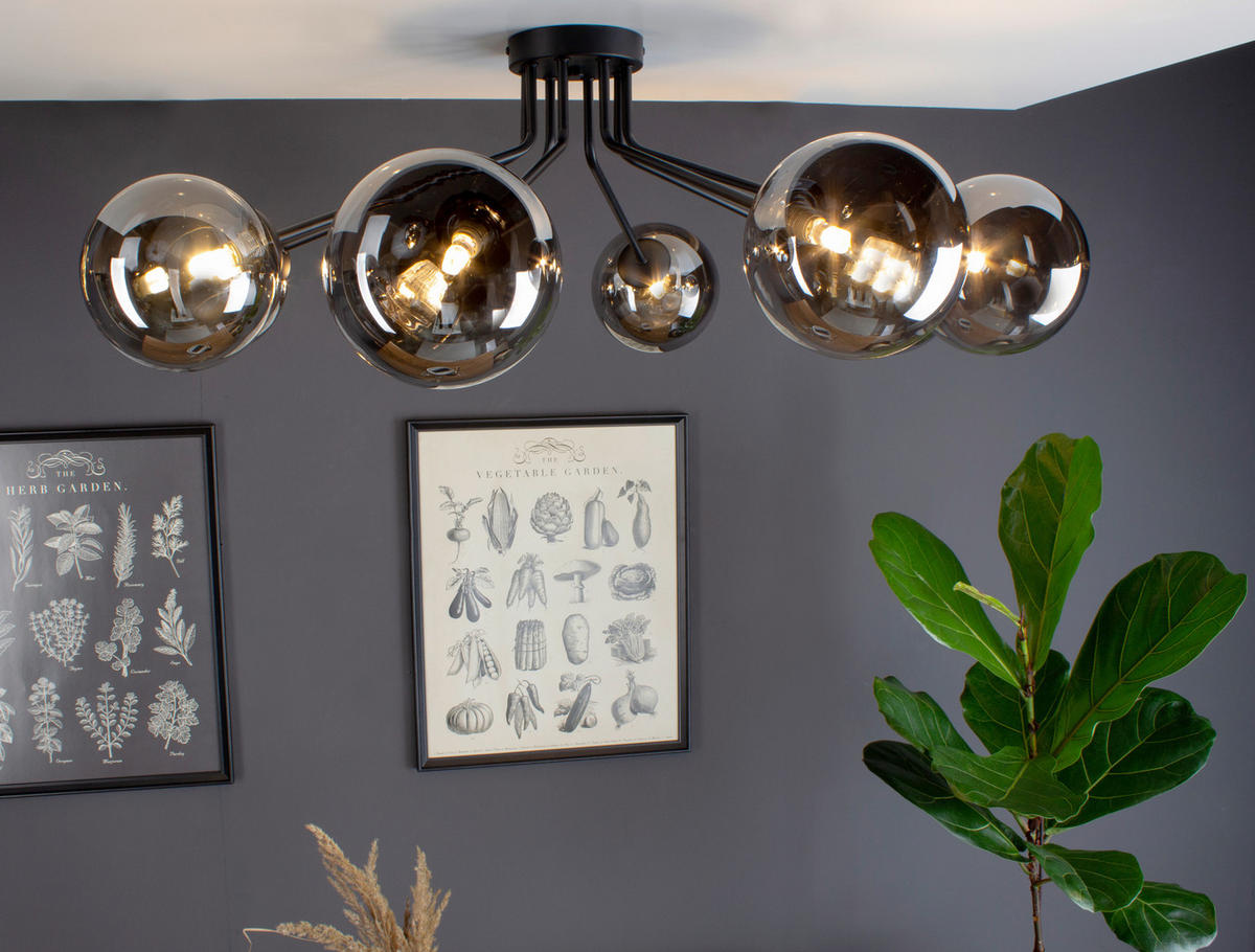 DECKENLEUCHTE  88/28 cm    - Schwarz, Design, Glas/Metall (88/28cm)