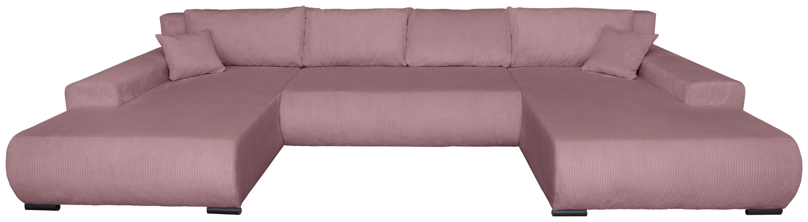 WOHNLANDSCHAFT Altrosa Cord  - Schwarz/Altrosa, KONVENTIONELL, Textil/Metall (191/351/191cm) - Carryhome