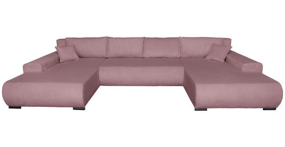 WOHNLANDSCHAFT  in Cord Altrosa  - Schwarz/Altrosa, KONVENTIONELL, Textil/Metall (191/351/191cm) - Carryhome