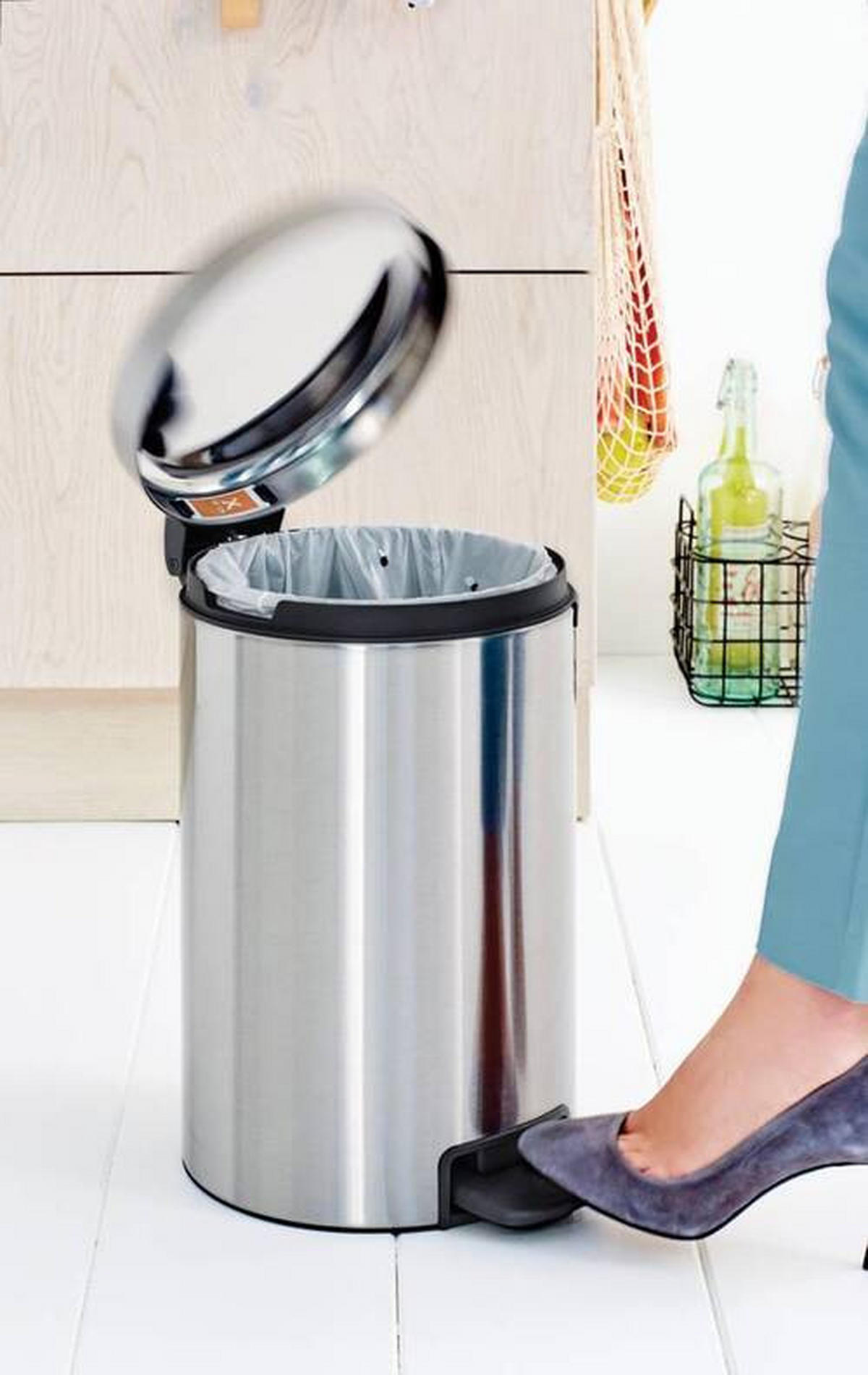 ABFALLEIMER NEW ICON 12 L  - Silberfarben, Basics, Kunststoff/Metall (25.1/41.1/33.8cm) - Brabantia