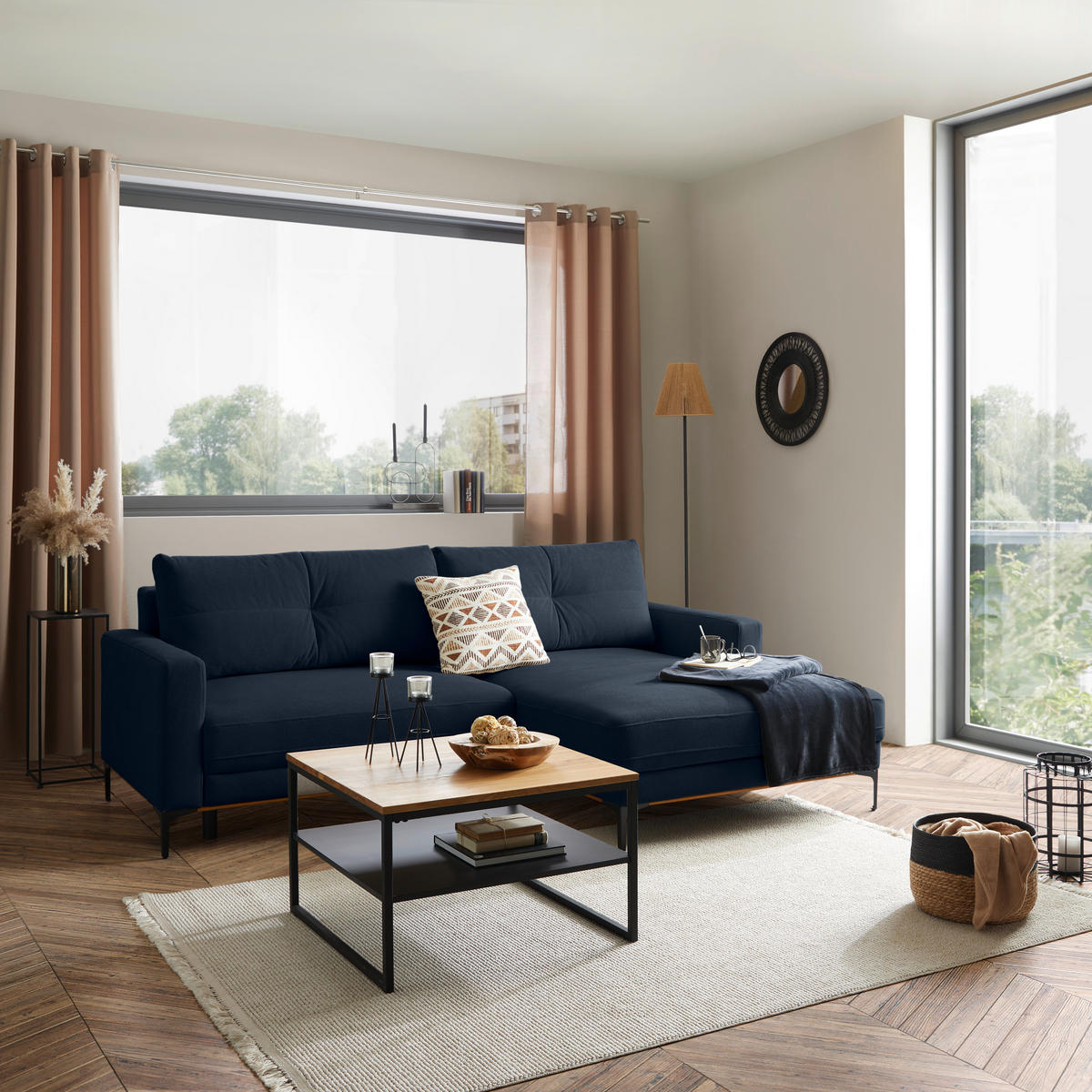 ECKSOFA Royalblau  - Royalblau/Schwarz, MODERN, Textil/Metall (238/162cm) - Ondega
