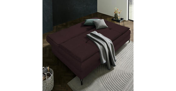 SCHLAFSOFA in Flachgewebe Dunkelbraun - Dunkelbraun/Schwarz, MODERN, Textil/Metall (208/73/92/102cm) - Novel