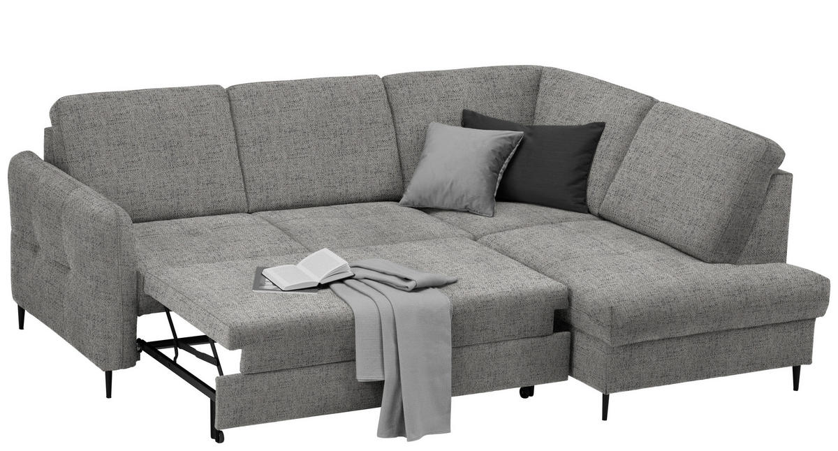 ECKSOFA in Chenille Graphitfarben  - Schwarz/Graphitfarben, Modern, Holz/Textil (241/184cm) - Carryhome