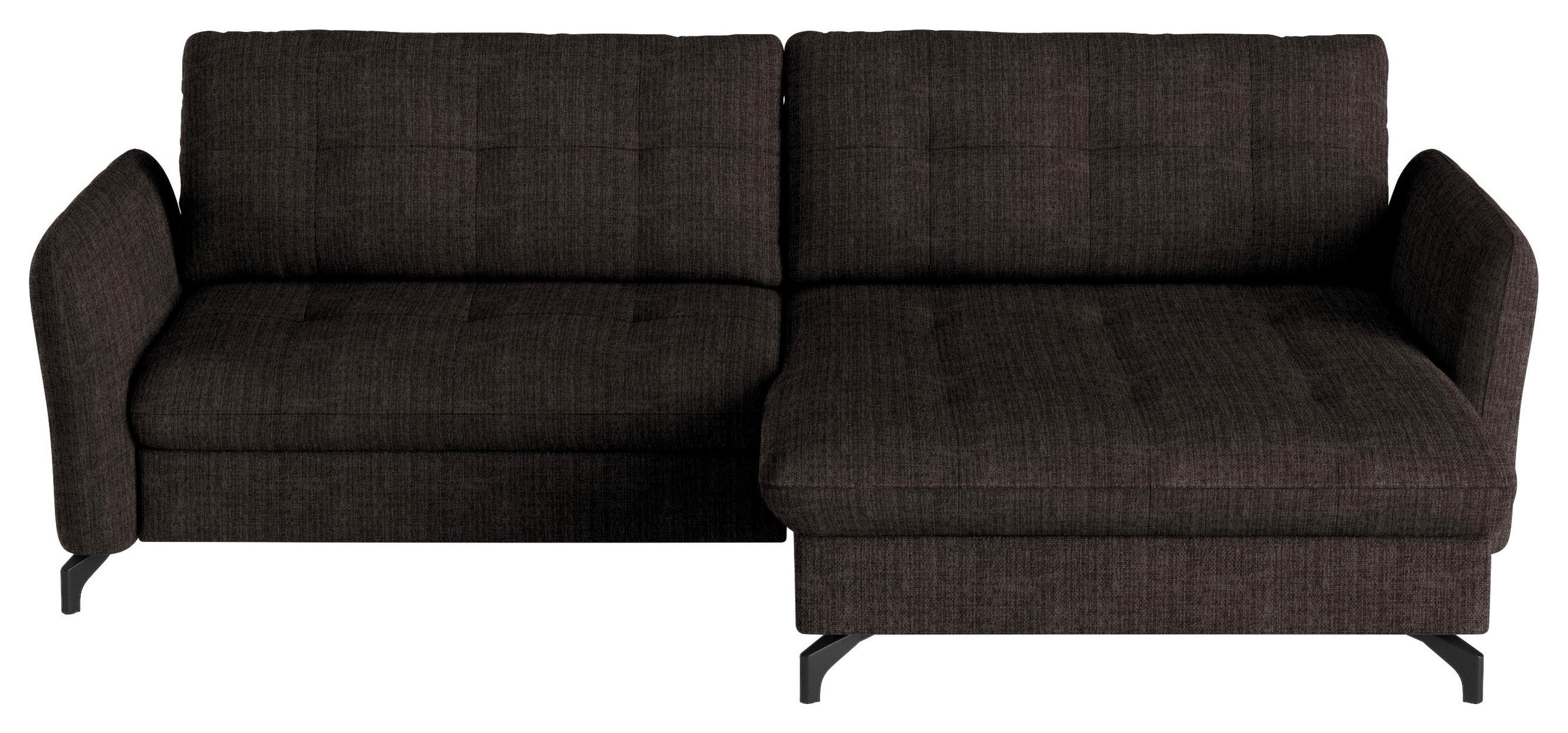 ECKSOFA Dunkelbraun Flachgewebe, Leinenoptik  - Dunkelbraun/Schwarz, Design, Textil/Metall (242/170cm) - Xora