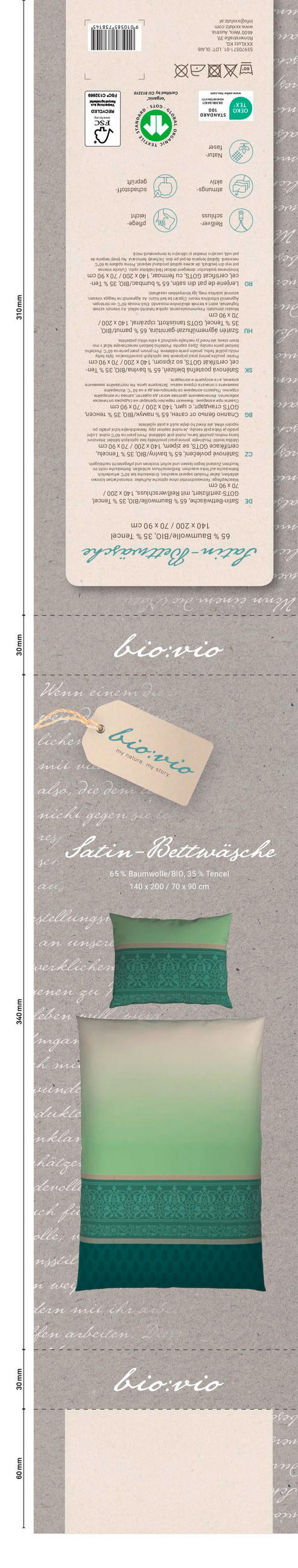 POSTEĽNÁ BIELIZEŇ, satén, zelená, 140/200 cm - zelená, Konventionell, textil (140/200cm) - Bio:Vio