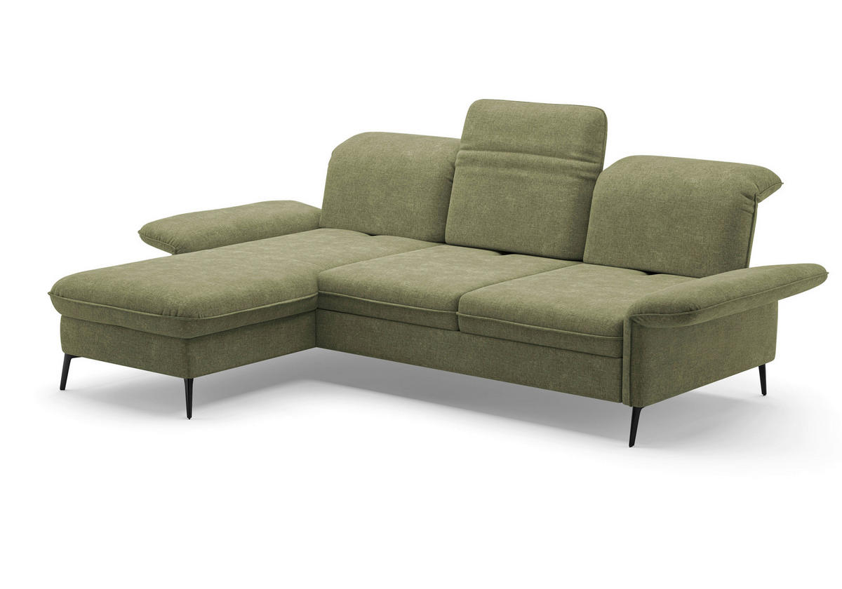 ECKSOFA in Flachgewebe Hellgrün  198/264 cm  - Schwarz/Hellgrün, KONVENTIONELL, Textil/Metall (198/264cm) - Sit & More