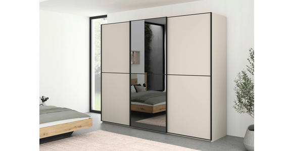 SCHWEBETÜRENSCHRANK  in Schwarz, Champagner  - Champagner/Schwarz, KONVENTIONELL, Glas/Holzwerkstoff (242/223/68cm) - Novel