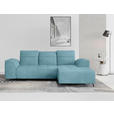 ECKSOFA Türkis Cord Sitzvorzug, Kopfteilverstellung, Rücken echt  - Türkis/Schwarz, KONVENTIONELL, Textil/Metall (290/196cm) - Carryhome