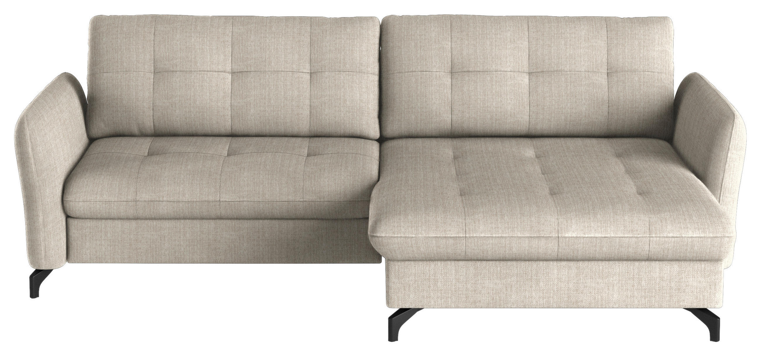 ECKSOFA in Flachgewebe, Leinenoptik Beige  - Beige/Schwarz, Design, Textil/Metall (242/170cm) - Xora