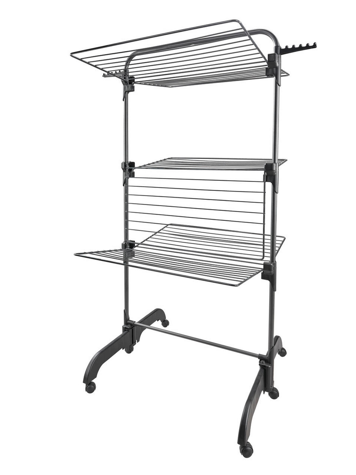 TURMWÄSCHETROCKNER COMFORT TOWER 420 BLACK 76,5/70/145 cm  - Schwarz, Basics, Kunststoff (76,5/70/145cm) - Leifheit