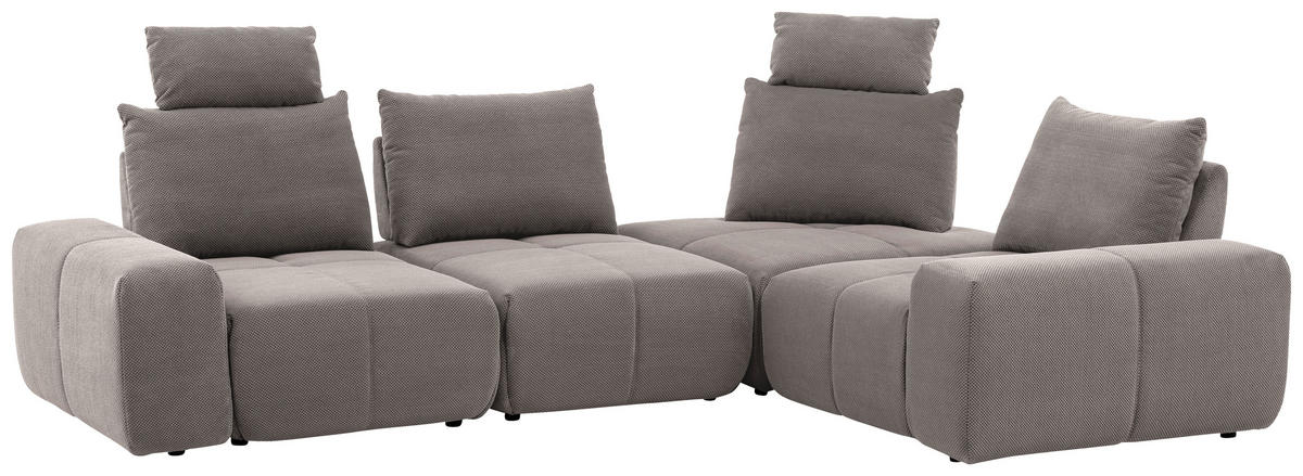 ECKSOFA in Velours Braun  326/236 cm  - Schwarz/Braun, Design, Kunststoff/Textil (326/236cm) - Xora