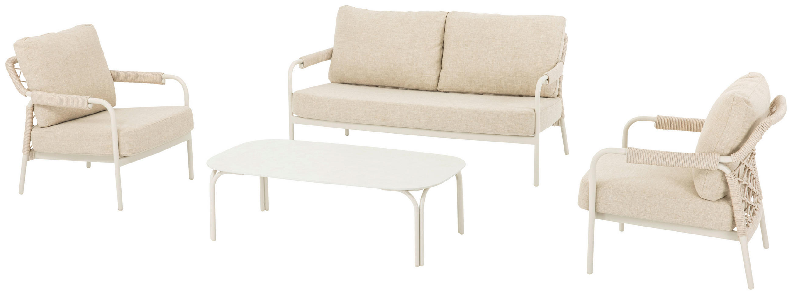 GARTENSET Metall, Textil, Stein  - Elfenbein/Beige, Design, Textil/Stein - Dieter Knoll