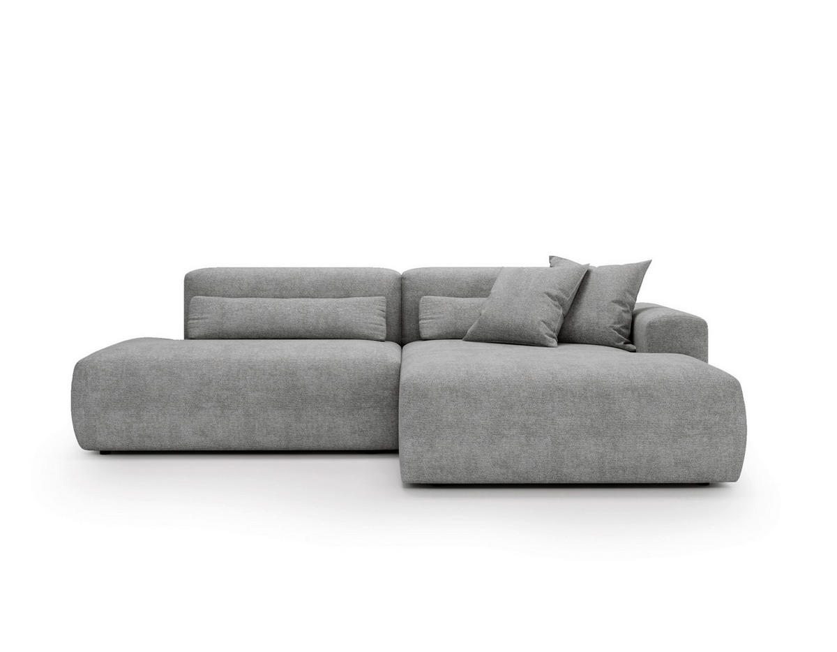 ECKSOFA REVE in Chenille Hellgrau  284/160 cm  - Hellgrau/Schwarz, Design, Kunststoff/Textil (284/160cm) - Livetastic