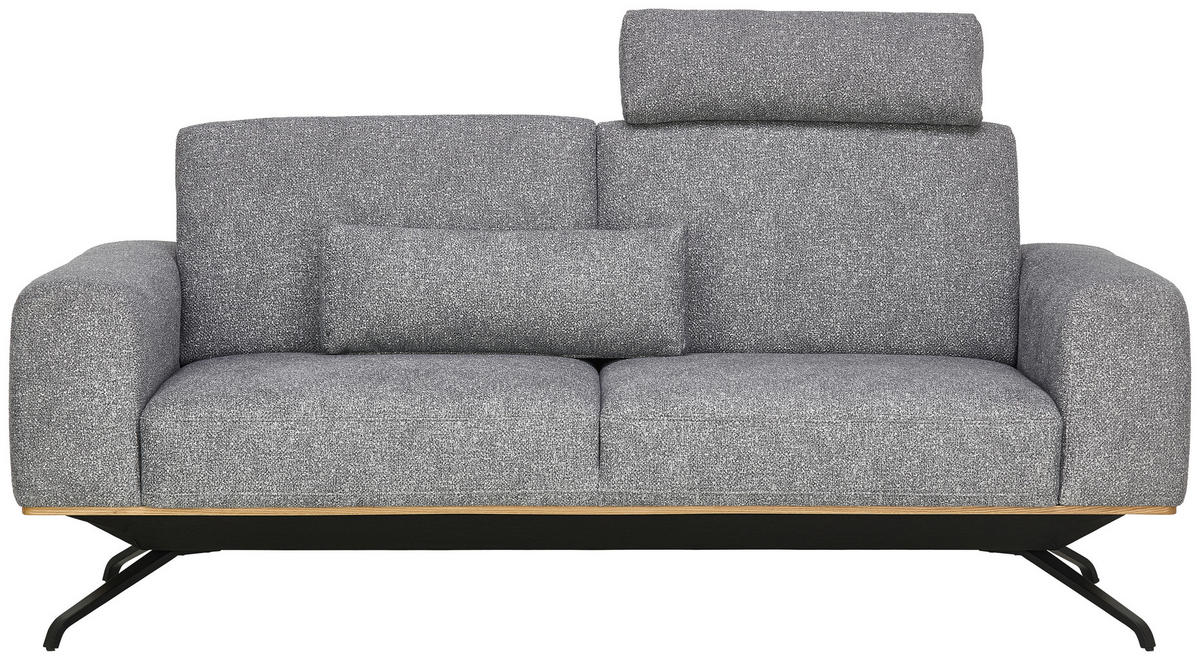 3-SITZER-SOFA Struktur Grau  - Schwarz/Grau, Design, Holz/Textil (196/85-104/95cm) - Novel