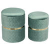 SADA TABURETŮ, 31,5x38/36x44 cm - mátově zelená/barvy zlata, Konvenční, kov/textil (31,5x38/36x44cm) - MID.YOU