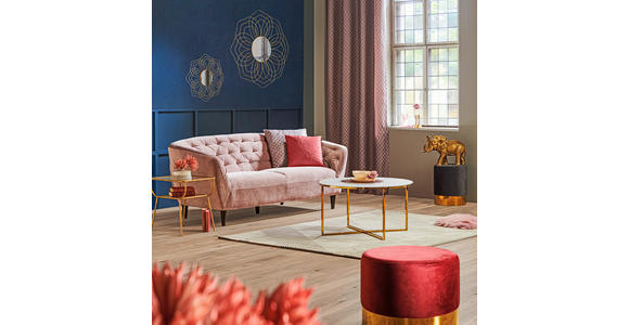 CHESTERFIELD-SOFA  in Samt Rosa  - Schwarz/Rosa, Trend, Holz/Textil (191/78/84cm) - Ambia Home