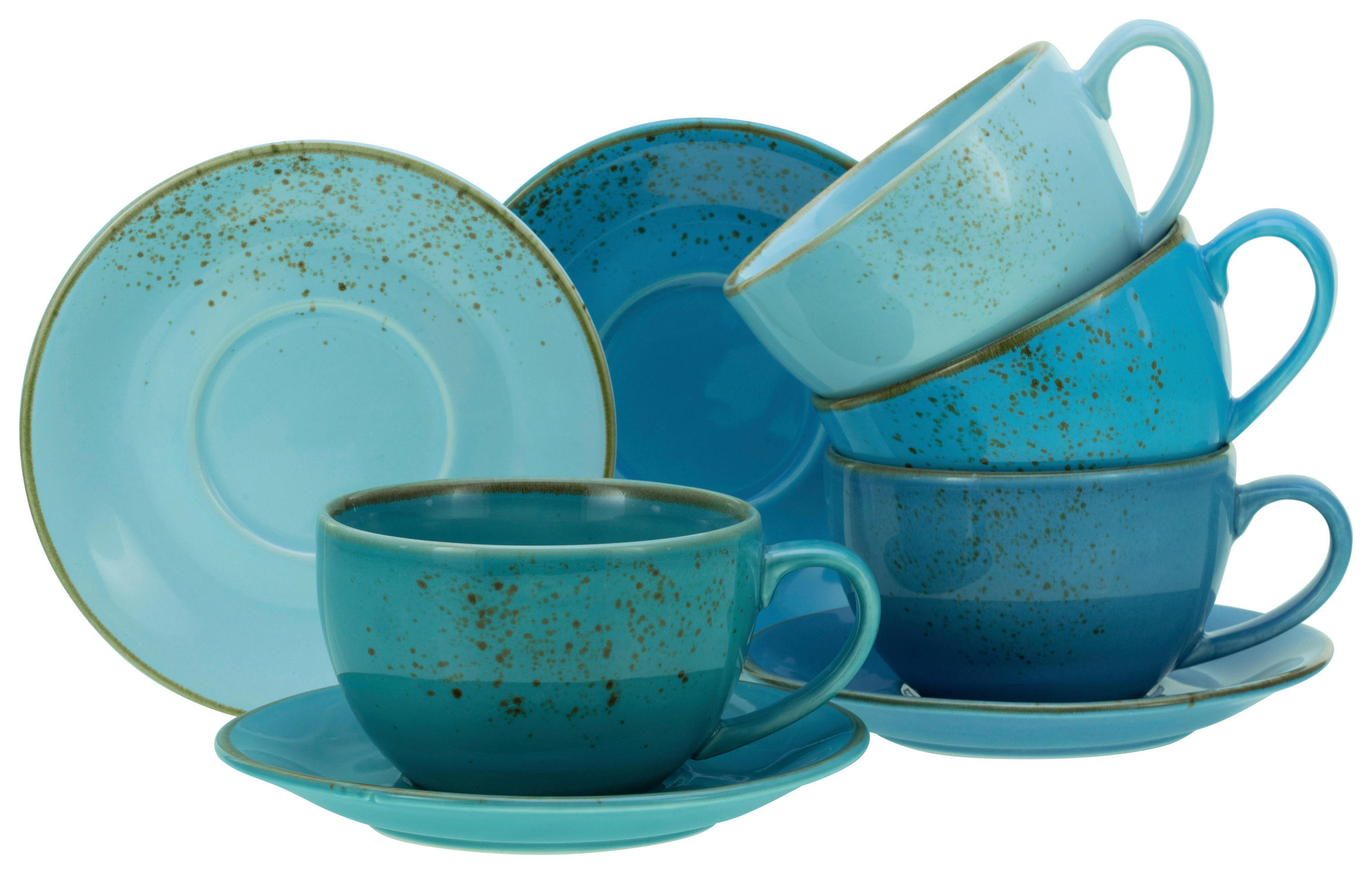 TASSENSET Nature Collection Aqua 8-teilig  - Blau/Goldfarben, Keramik (30/30/22cm) - Creatable