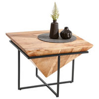 COUCHTISCH Akazie teilmassiv 60/60/45 cm quadratisch Naturfarben, Schwarz  - Schwarz/Naturfarben, LIFESTYLE, Holz/Metall (60/60/45cm) - Landscape