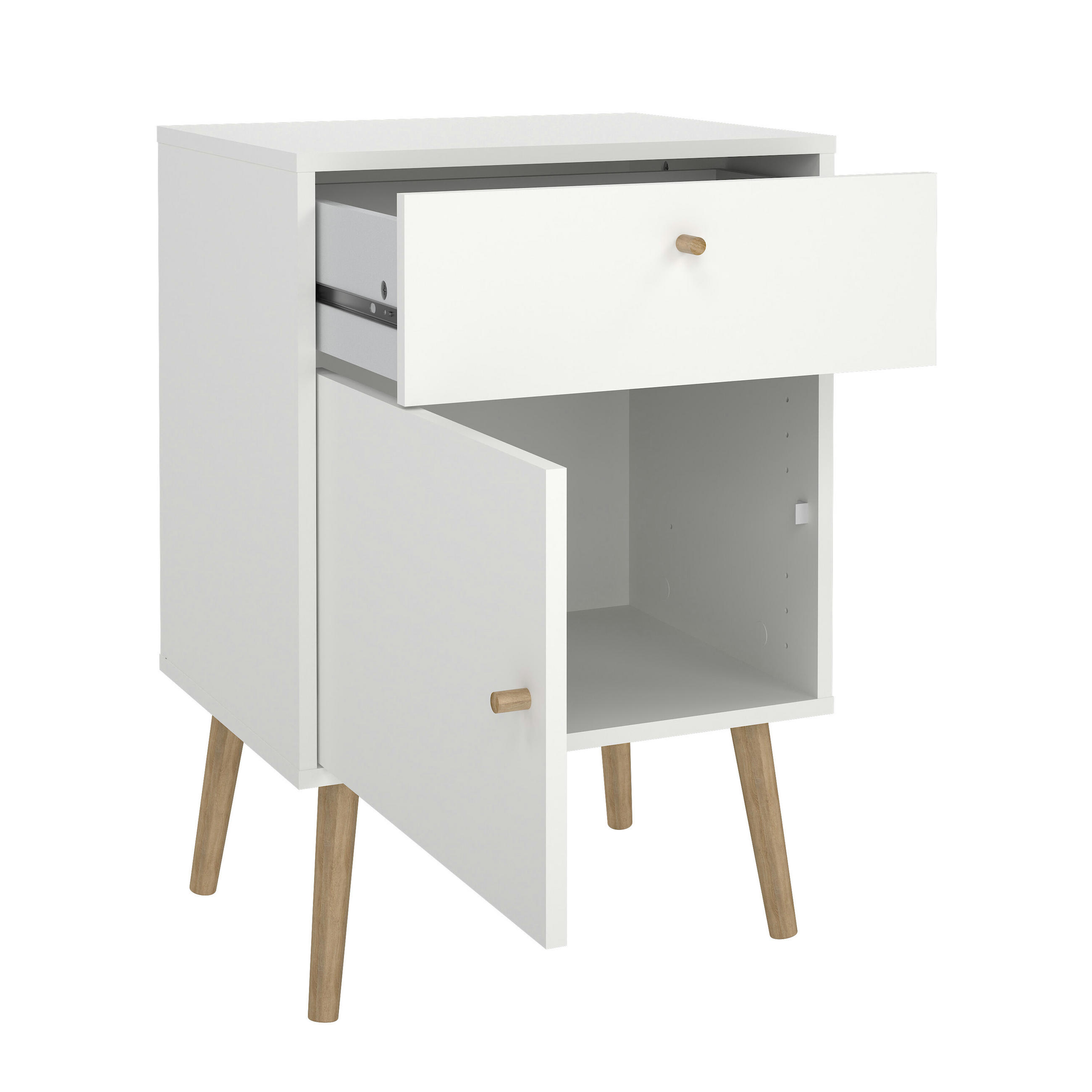 SÄNGBORD i vit, ekfärgad - vit/ekfärgad, Design, trämaterial (50,2/72,1/39,1cm) - Best Price