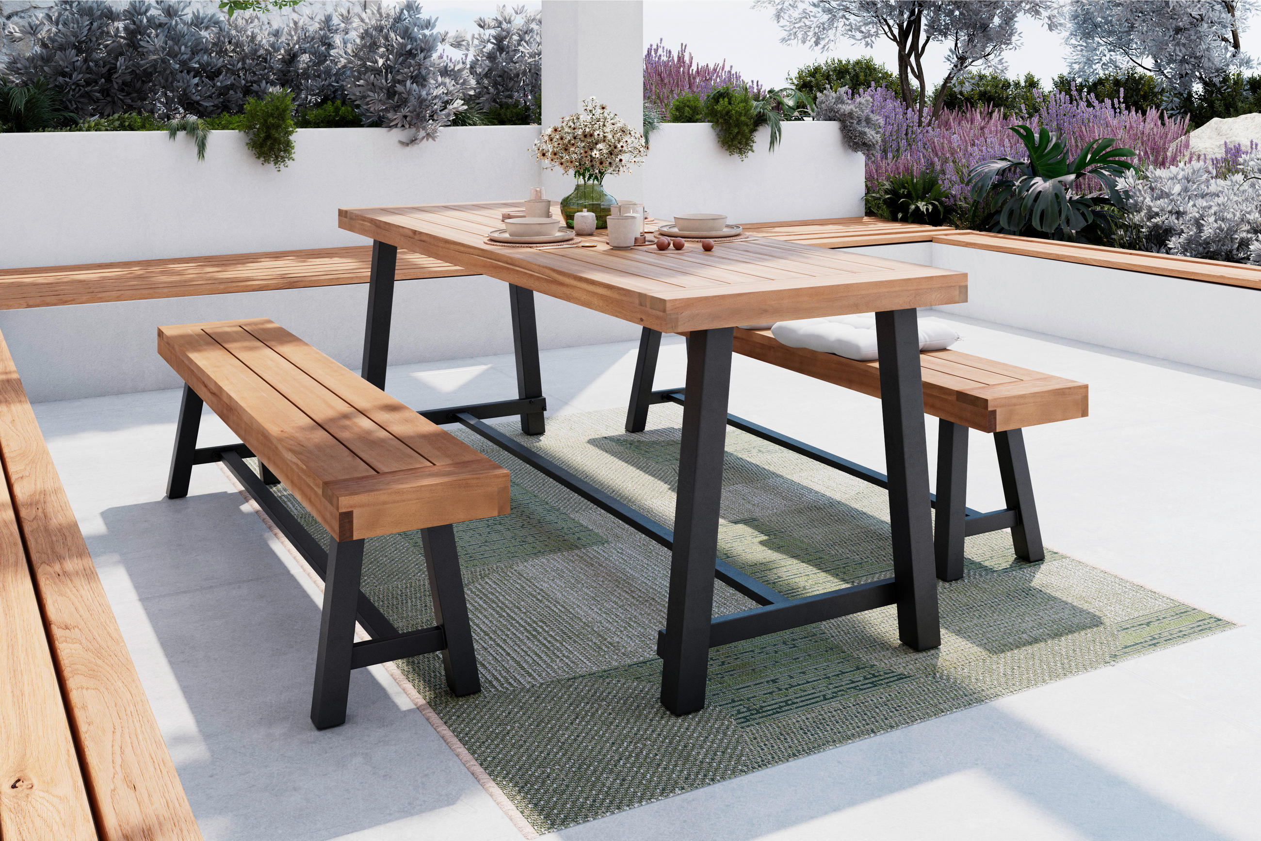KERTI PAD bézs  - bézs/fekete, Design, fa (180/45/31cm) - Ambia Garden