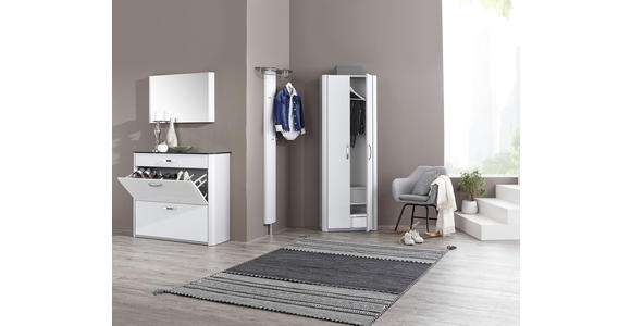 GARDEROBENSCHRANK 66/187/37,5 cm - Chromfarben/Alufarben, Design, Glas/Holzwerkstoff (66/187/37,5cm) - Moderano