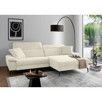 ECKSOFA Struktur Creme  - Creme/Schwarz, Konventionell, Textil/Metall (300/178cm) - Livetastic