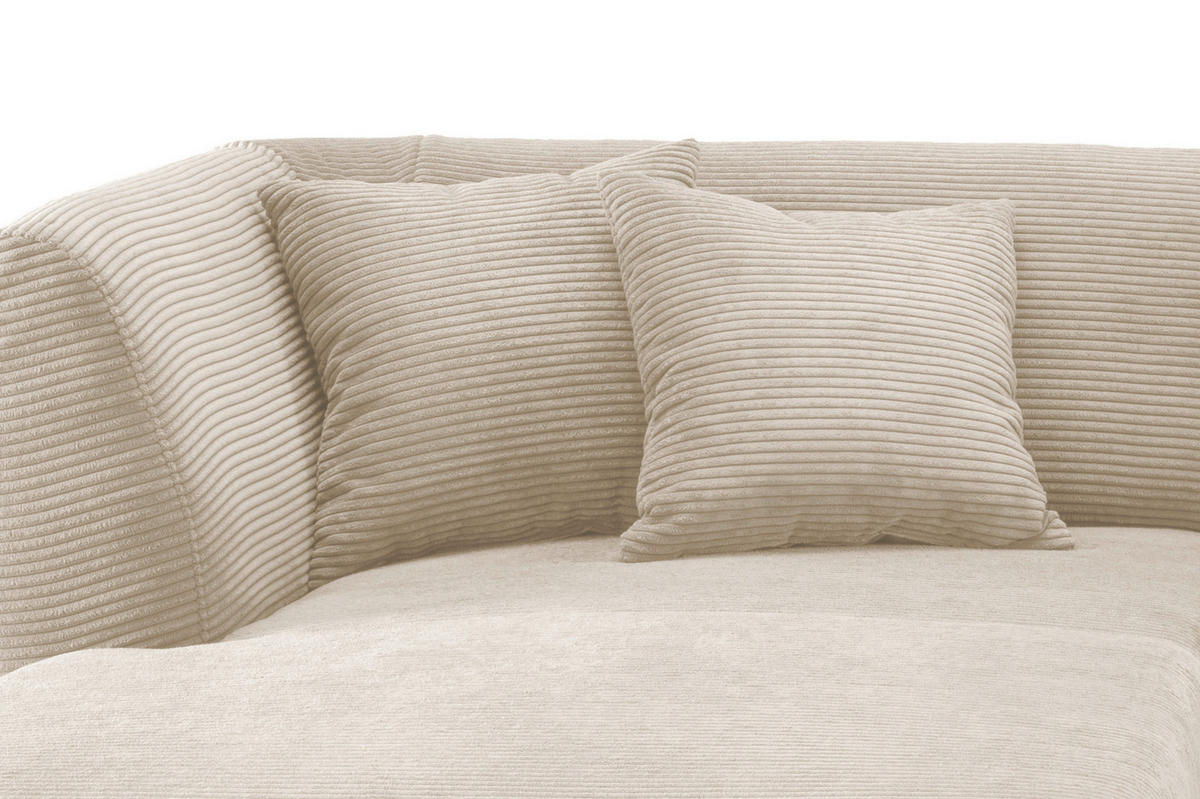 ECKSOFA Beige Cord  - Beige/Schwarz, MODERN, Holz/Textil (160/264cm) - MID.YOU