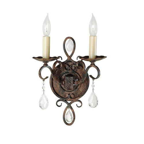 STENSKA SVETILKA  Elstead Chateau ///220-240 V/E14 - barve brona, Konvencionalno, kovina/steklo (22,9/22,9/29,8cm) - Elstead Lighting