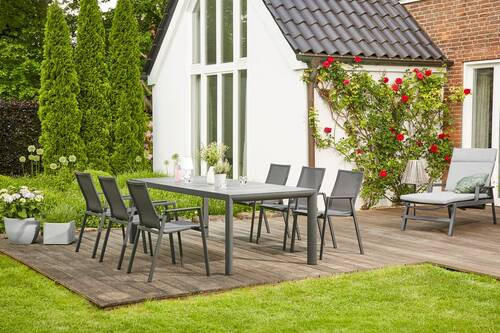 GARTENTISCH 220/100/74 cm Metall, Keramik  - Anthrazit/Graubraun, Basics, Keramik/Metall (220/100/74cm) - Siena Garden