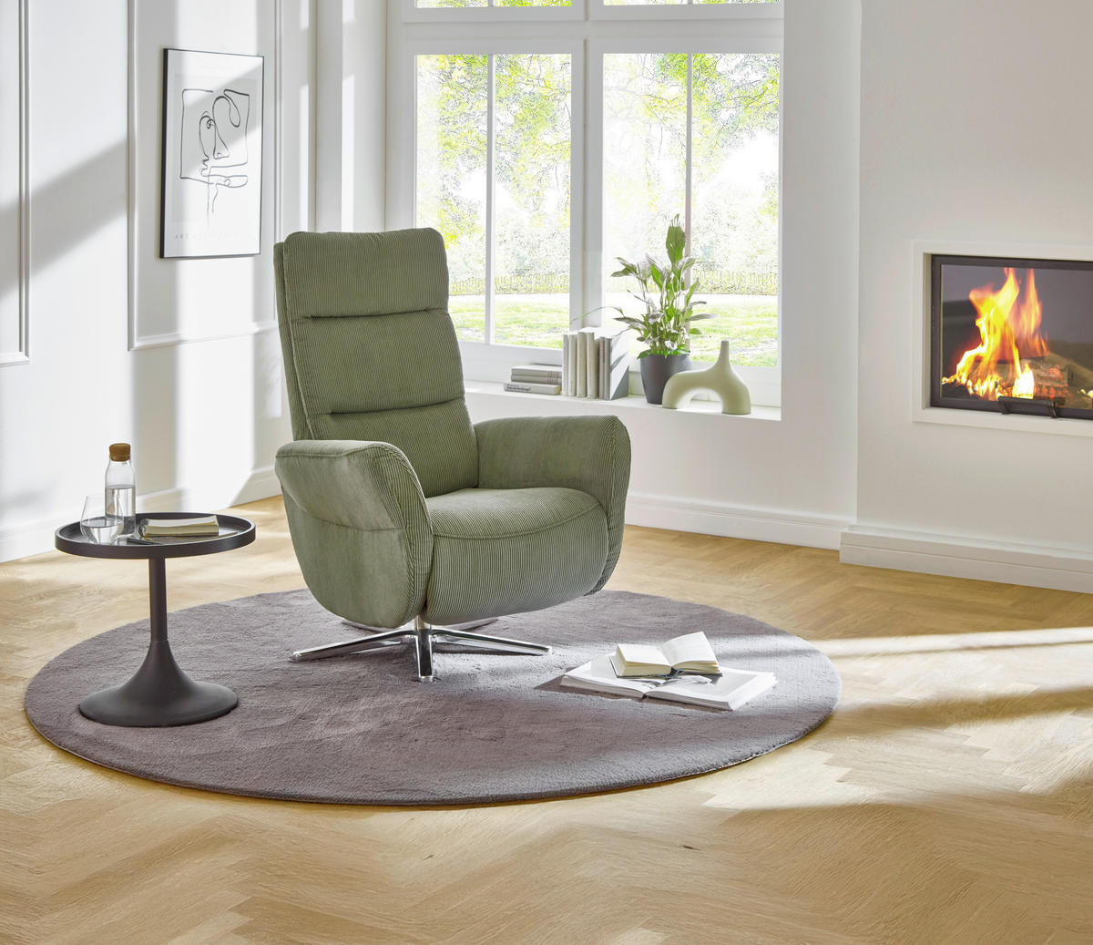 RELAXSESSEL in Textil Dunkelgrün  - Chromfarben/Dunkelgrün, Design, Textil/Metall (78/113/83cm) - Beldomo Speed