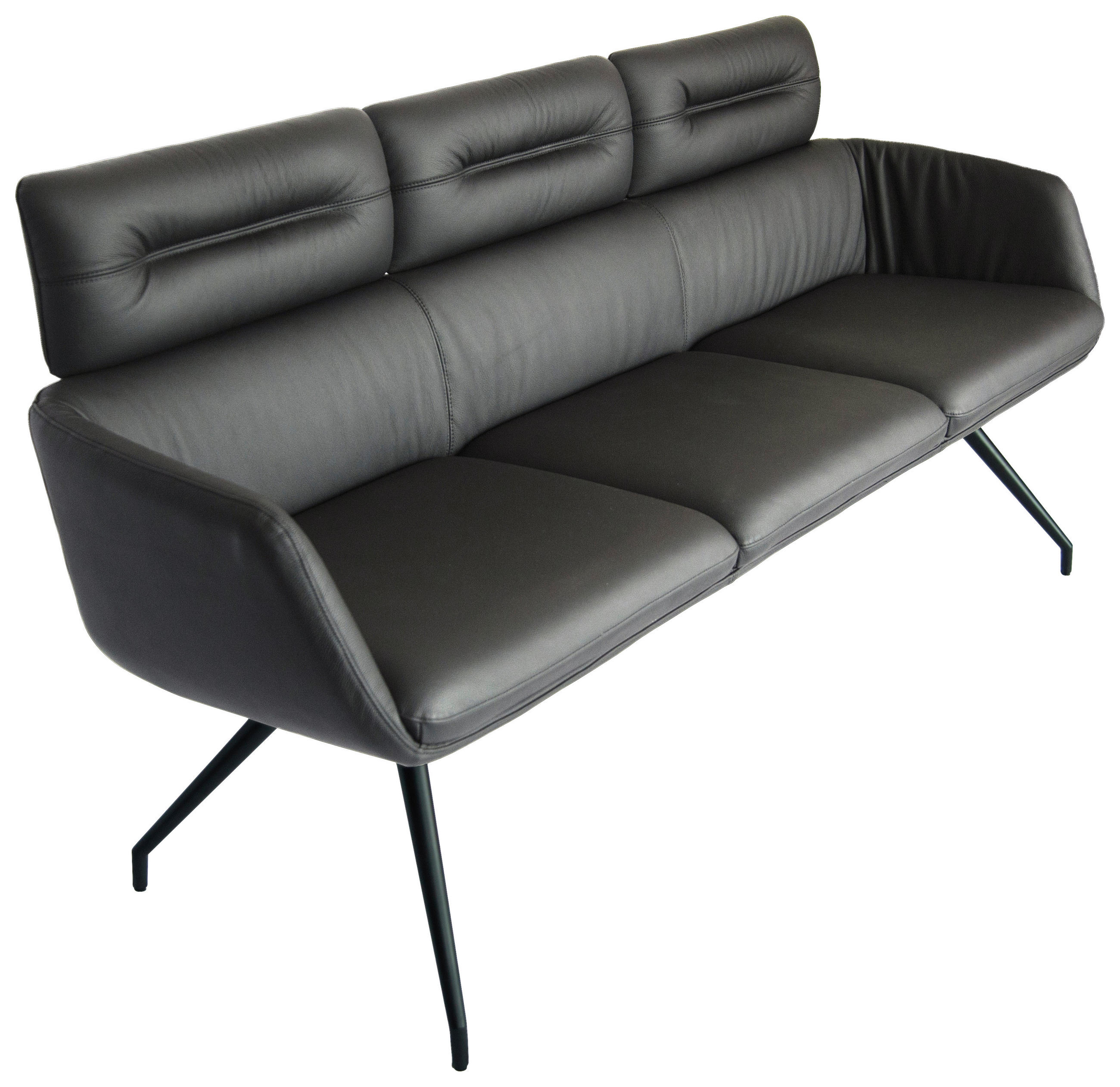 SITZBANK 200/91/70 cm Echtleder Schwarz  - Schwarz, Design, Leder/Metall (200/91/70cm) - Dieter Knoll