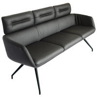 SITZBANK 200/91/70 cm Echtleder Schwarz  - Schwarz, Design, Leder/Metall (200/91/70cm) - Dieter Knoll