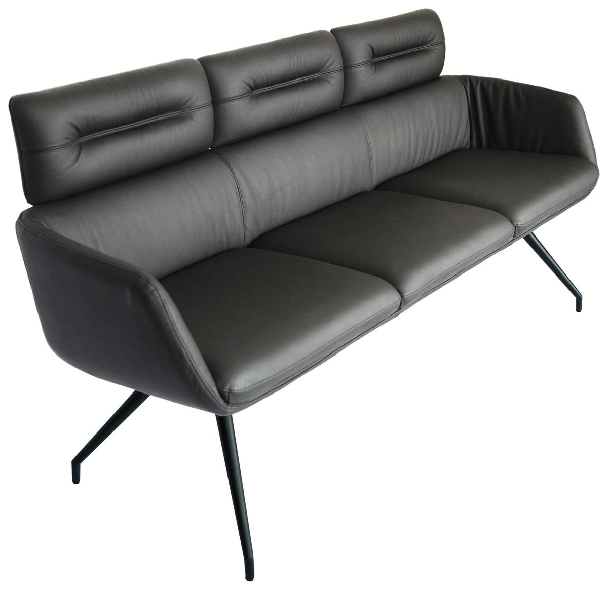 SITZBANK 200/91/70 cm Echtleder Schwarz  - Schwarz, Design, Leder/Metall (200/91/70cm) - Dieter Knoll