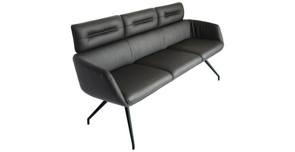 SITZBANK 200/91/70 cm Echtleder Schwarz  - Schwarz, Design, Leder/Metall (200/91/70cm) - Dieter Knoll
