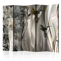 SKÄRMVÄGG  i trä, textil  grå, beige  - beige/grå, Basics, trä/textil (225/172/3cm) - artgeist