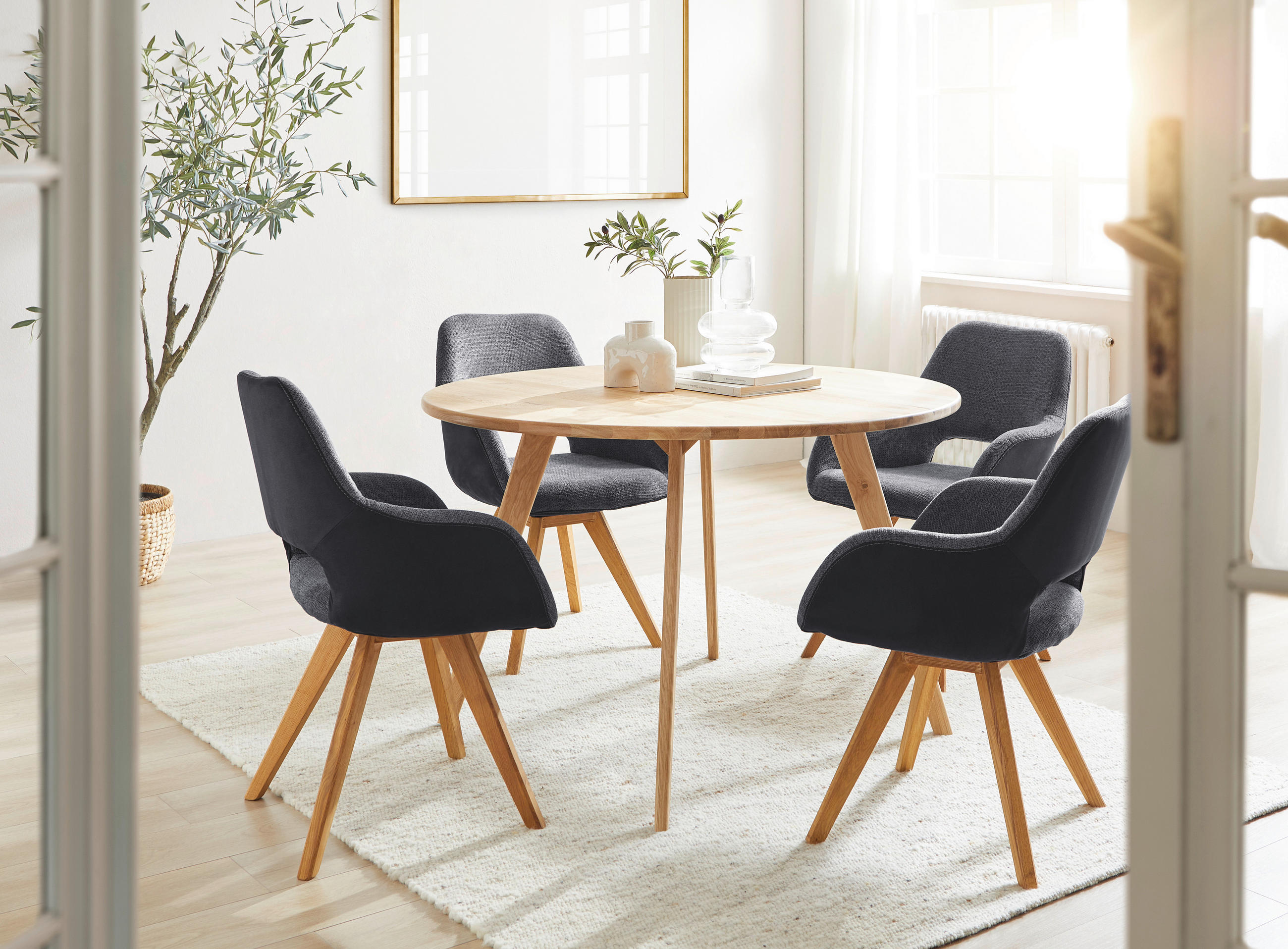 ARMLEHNSTUHL in Mikrofaser, Flachgewebe - Wildeiche/Anthrazit, Design, Holz/Textil (56/86/64cm) - Lomoco