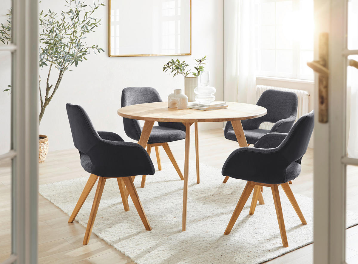 ARMLEHNSTUHL  in Flachgewebe, Mikrofaser  - Wildeiche/Anthrazit, Design, Holz/Textil (56/86/64cm) - Lomoco
