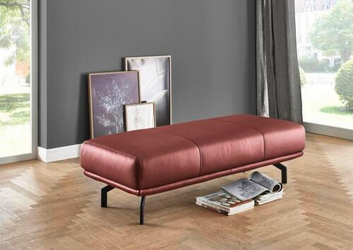 ECKSOFA in Echtleder Weinrot  - Chromfarben/Weinrot, Design, Leder/Metall (255/325cm) - Dieter Knoll