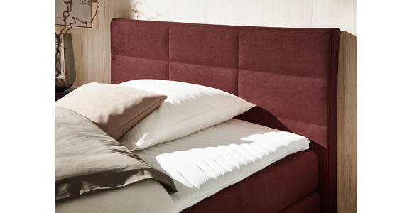 BOXSPRINGBETT 140/200 cm  in Rotbraun  - Rotbraun/Alufarben, KONVENTIONELL, Textil/Metall (140/200cm) - Dieter Knoll