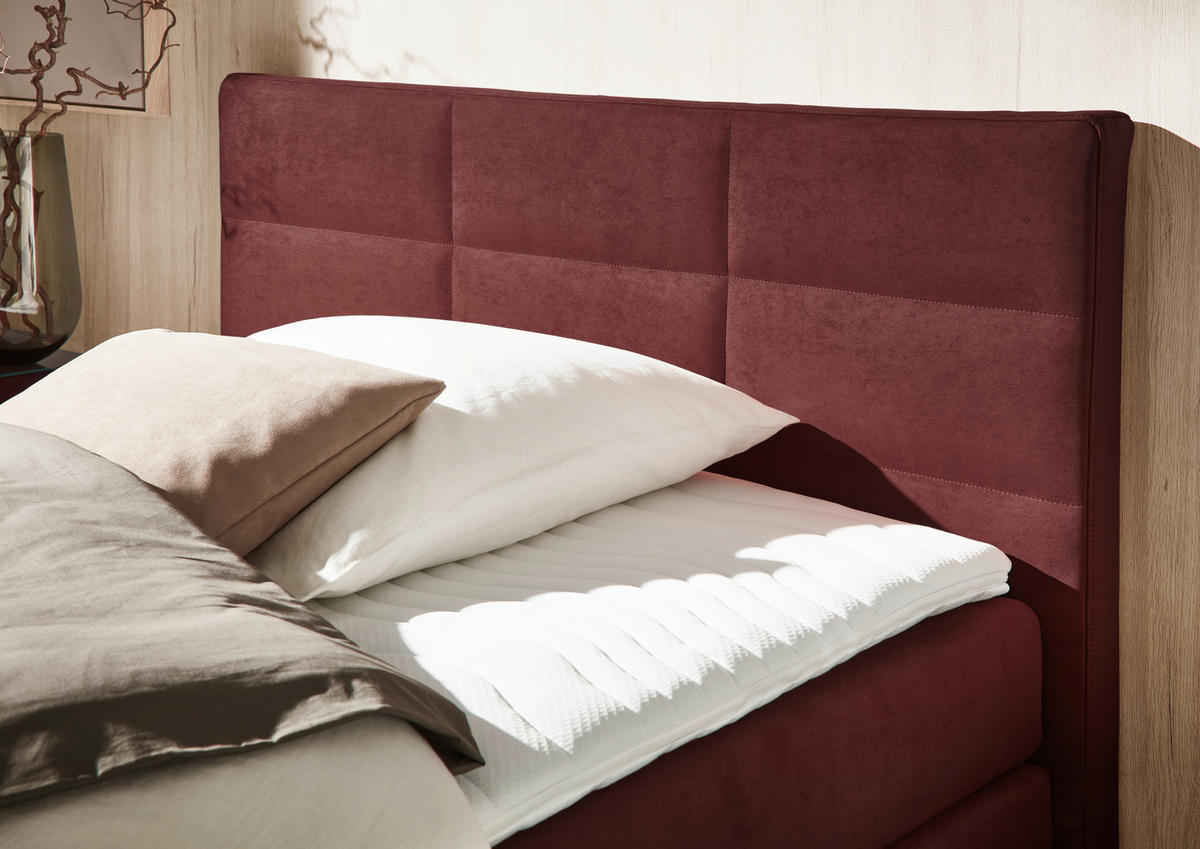BOXSPRINGBETT 140/200 cm  in Rotbraun  - Rotbraun/Alufarben, KONVENTIONELL, Textil/Metall (140/200cm) - Dieter Knoll